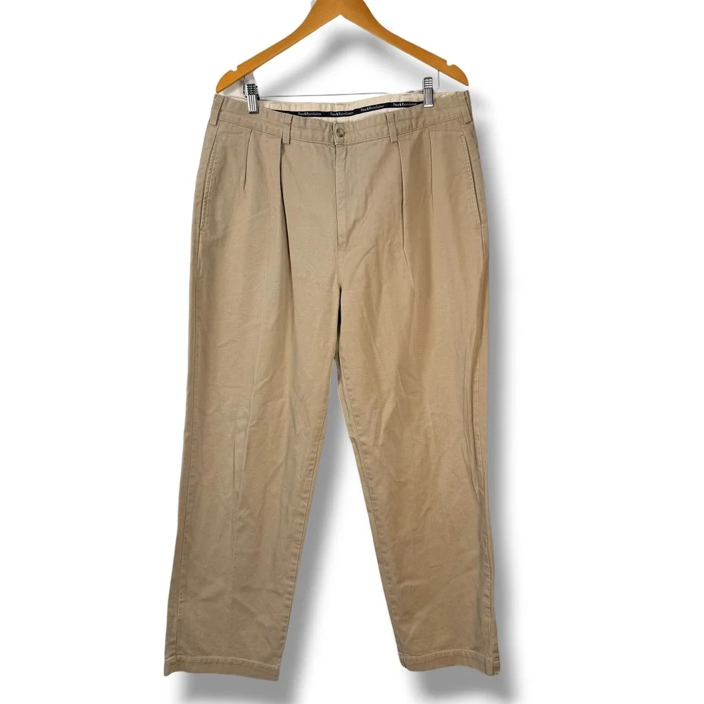 Polo Ralph‎ Lauren Chino Men 36x30 Khaki Tan Vintage Made in USA Pleated Front
